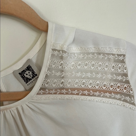 Anne Klein White Pleated Embellished Blouse - Picture 3 of 5